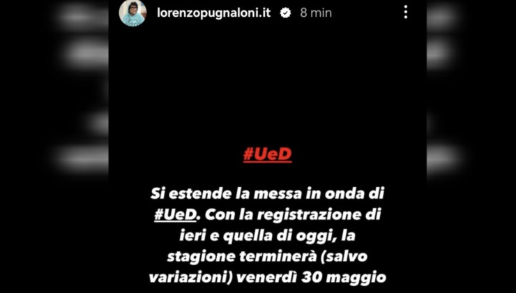 Story Instagram di Lorenzo Pugnaloni su Uomini e Donne